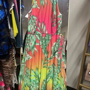 Ashley Stewart Multicolor Tropical Print Dress